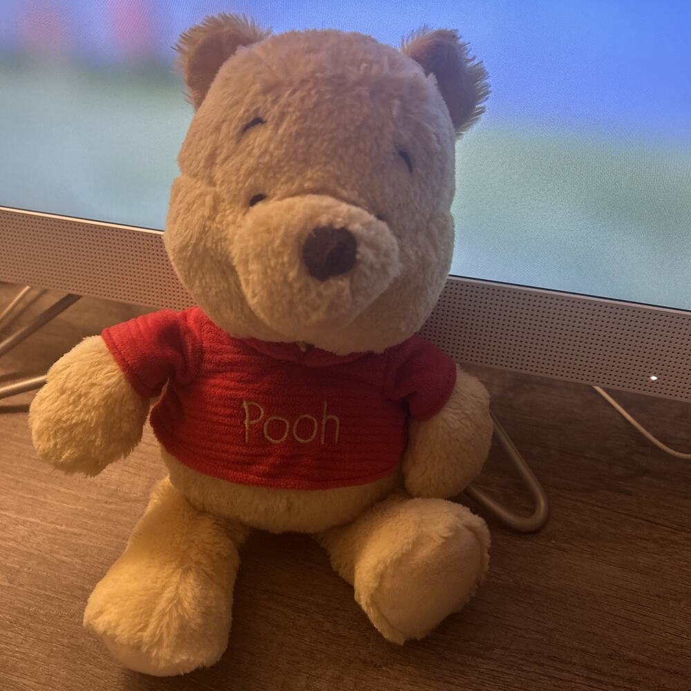 Disney Store Winnie The Pooh Baby Plush 12” Rattle &Crinkle Ears Great Condition